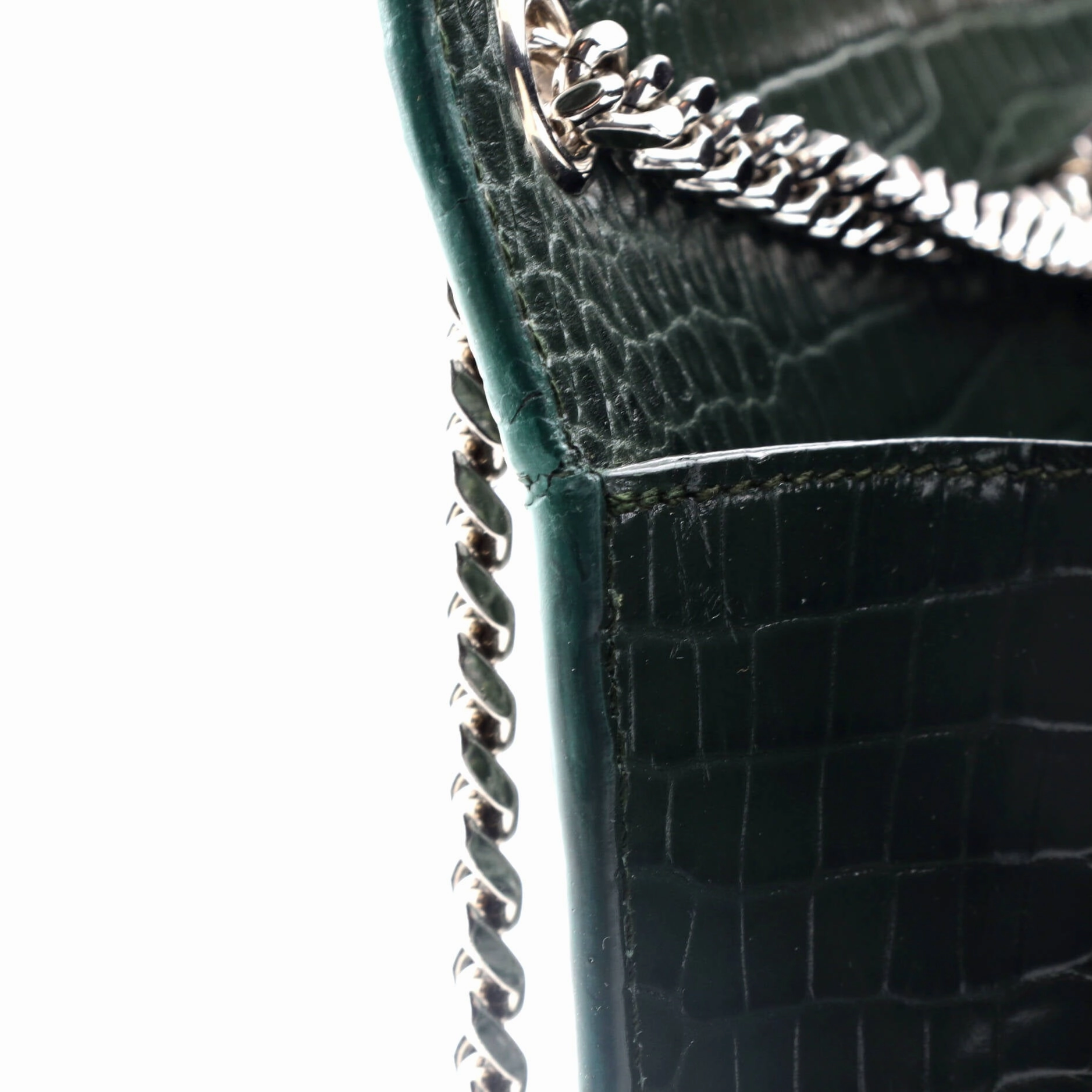 Classic Monogram Tassel Crossbody Bag Crocodile Embossed Leather Medium