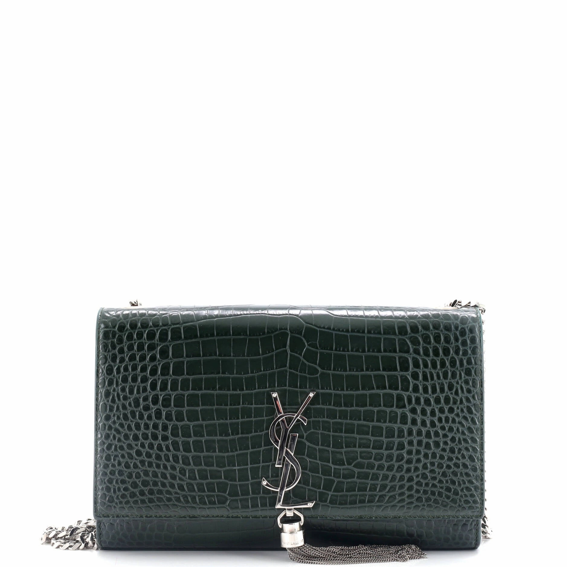 Classic Monogram Tassel Crossbody Bag Crocodile Embossed Leather Medium