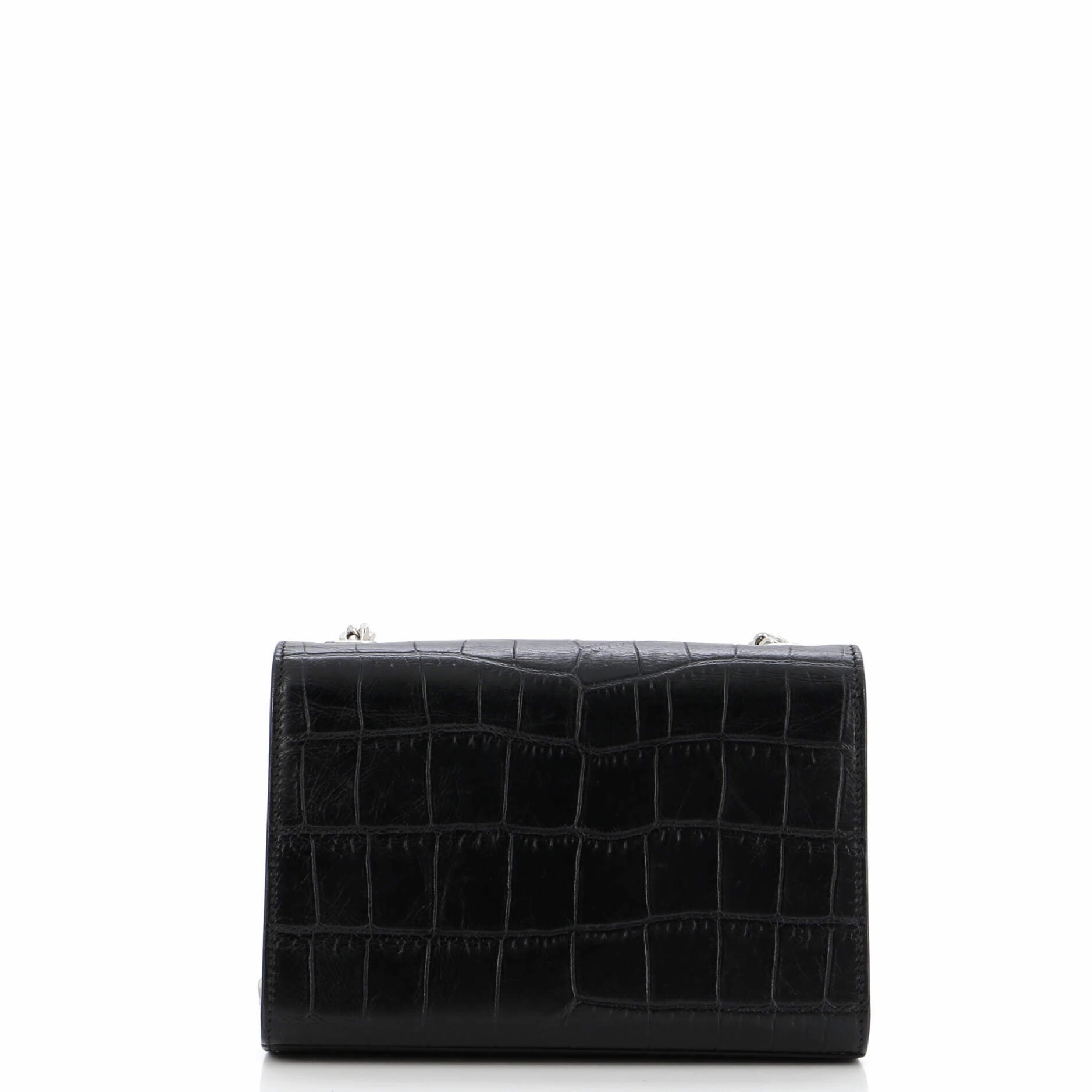 Classic Monogram Tassel Crossbody Bag Crocodile Embossed Leather Small