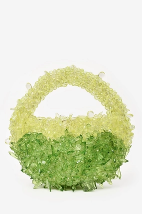 Clio Peppiatt Green Acrylic 'Matcha Quartz' Top Handle Bag