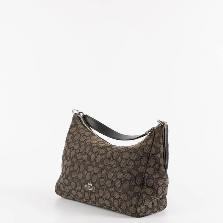 Coach Black Signature Canvas and Leather Celeste Hobo