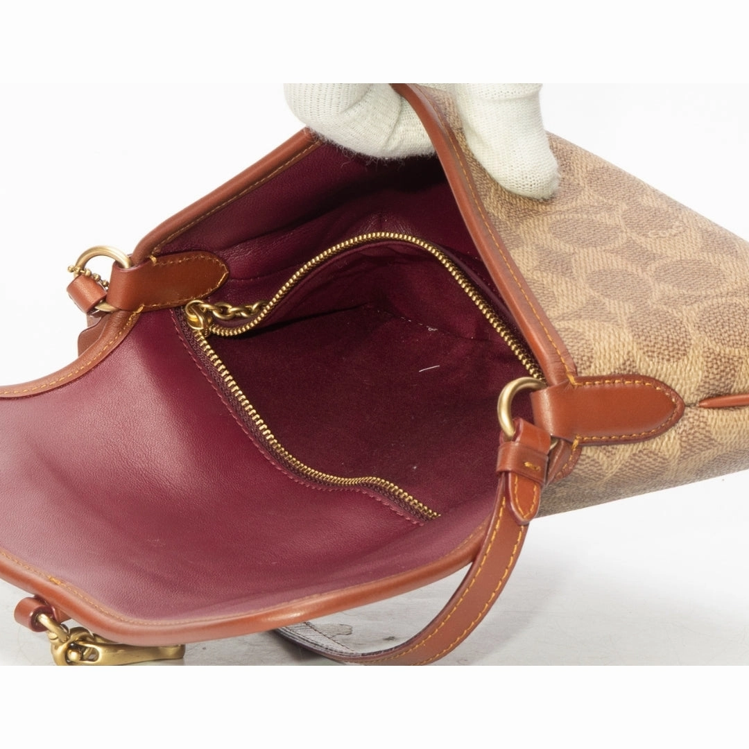Coach Tan Rust Hamptons Logo Medium Leather Shoulder Bag