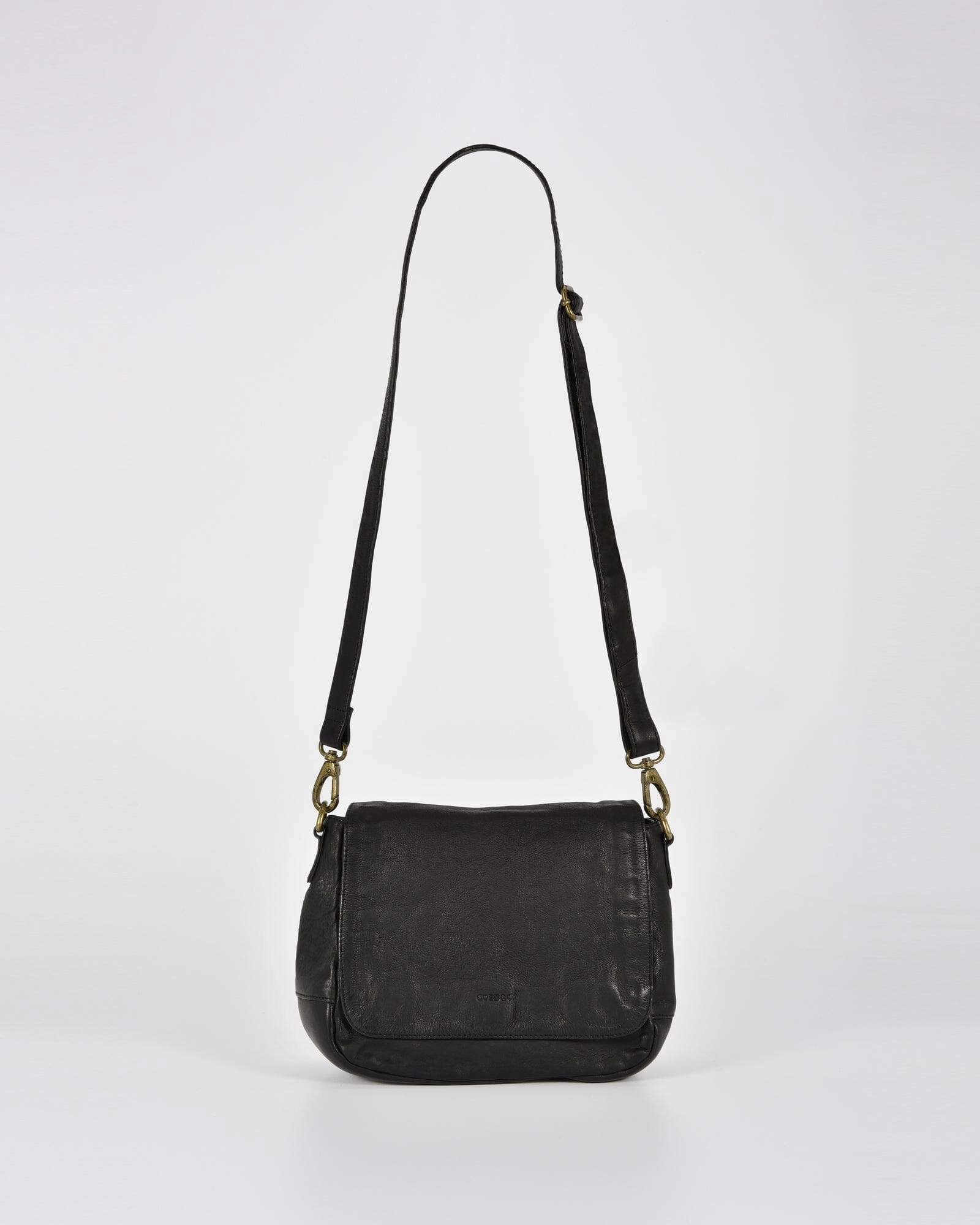 COBB & CO Kenmore Leather Flap Crossbody Bag Black