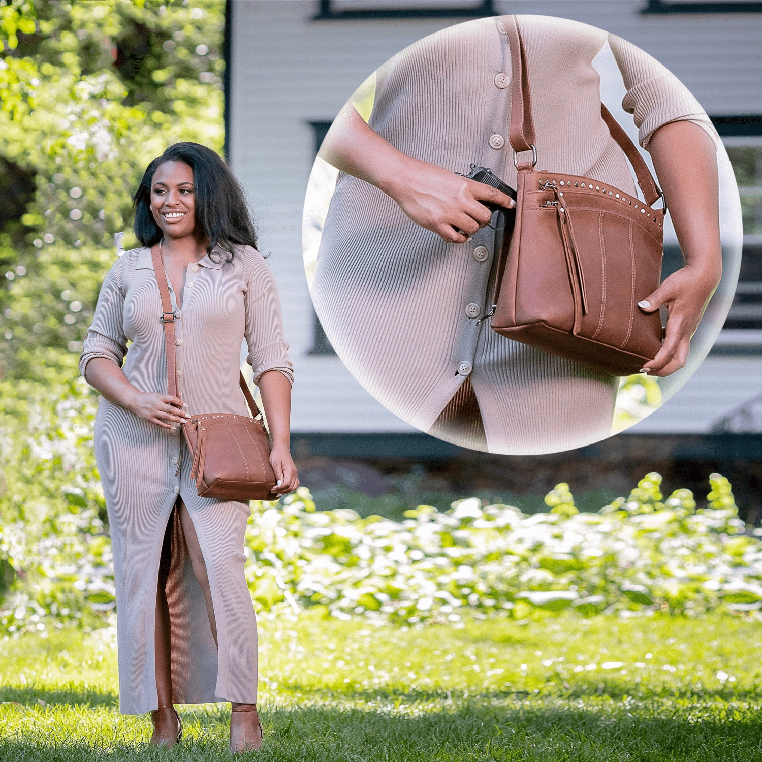 Concealed Carry Brynn Arched Leather Crossbody by Lady Conceal