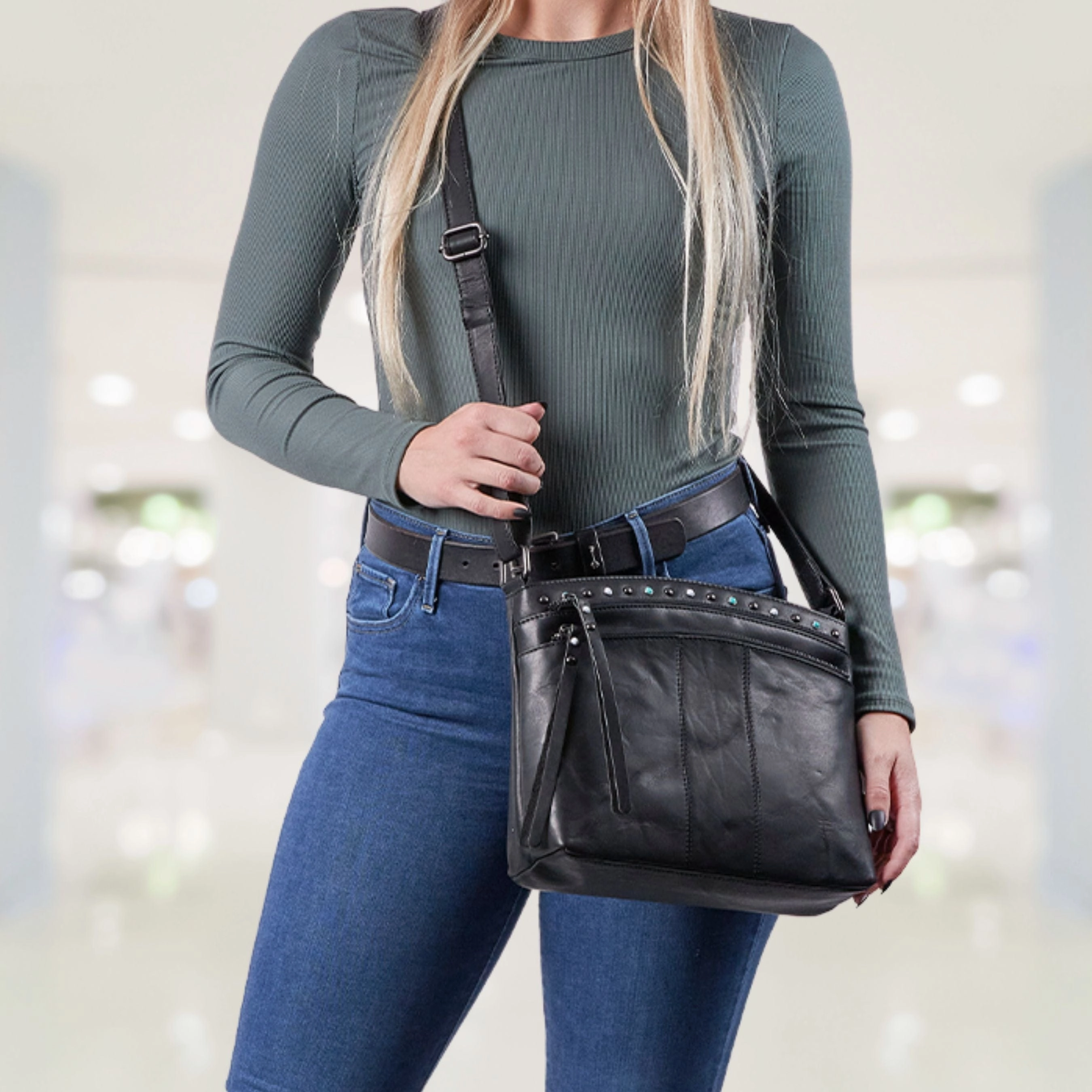 Concealed Carry Brynn Arched Leather Crossbody by Lady Conceal