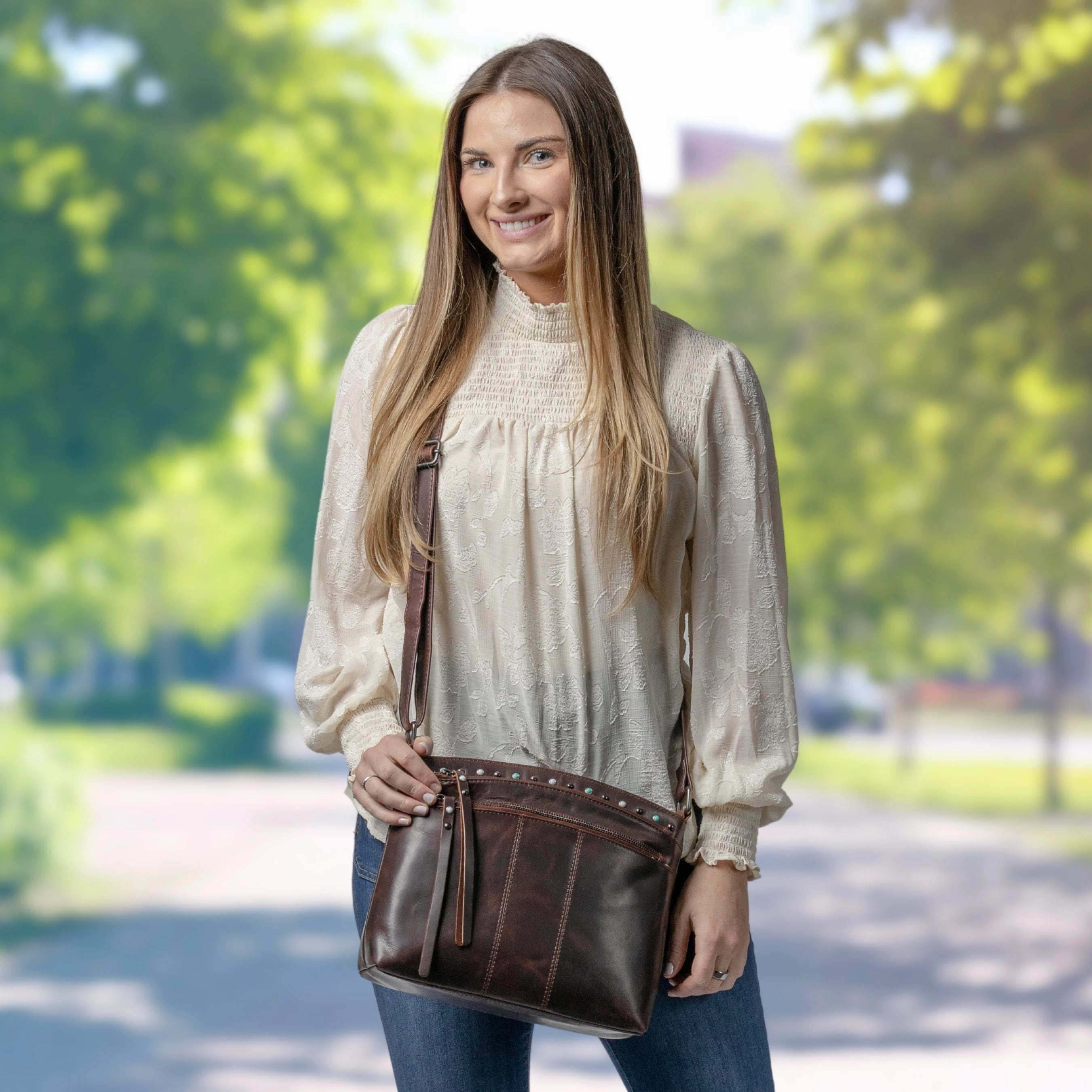 Concealed Carry Brynn Arched Leather Crossbody by Lady Conceal