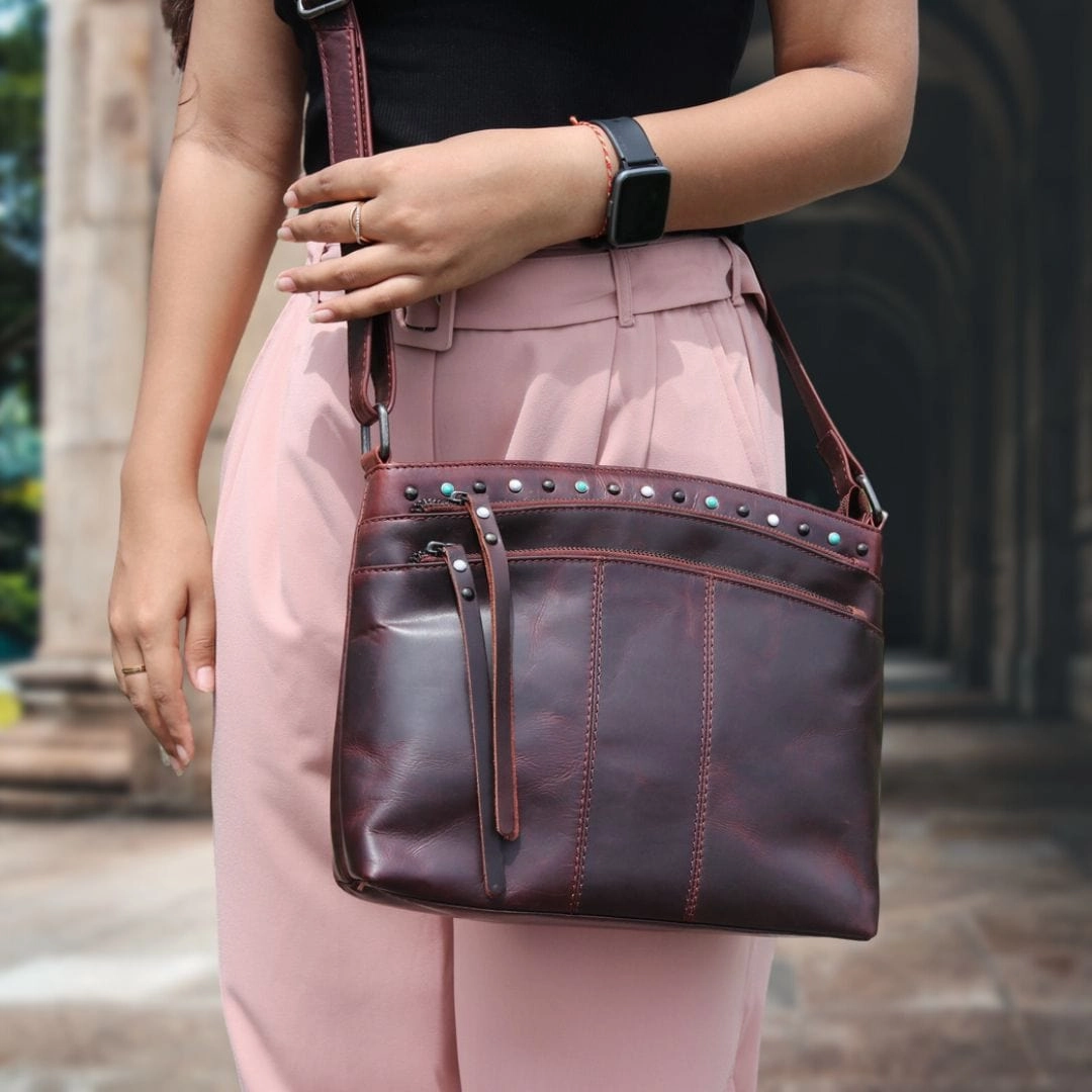 Concealed Carry Brynn Arched Leather Crossbody by Lady Conceal