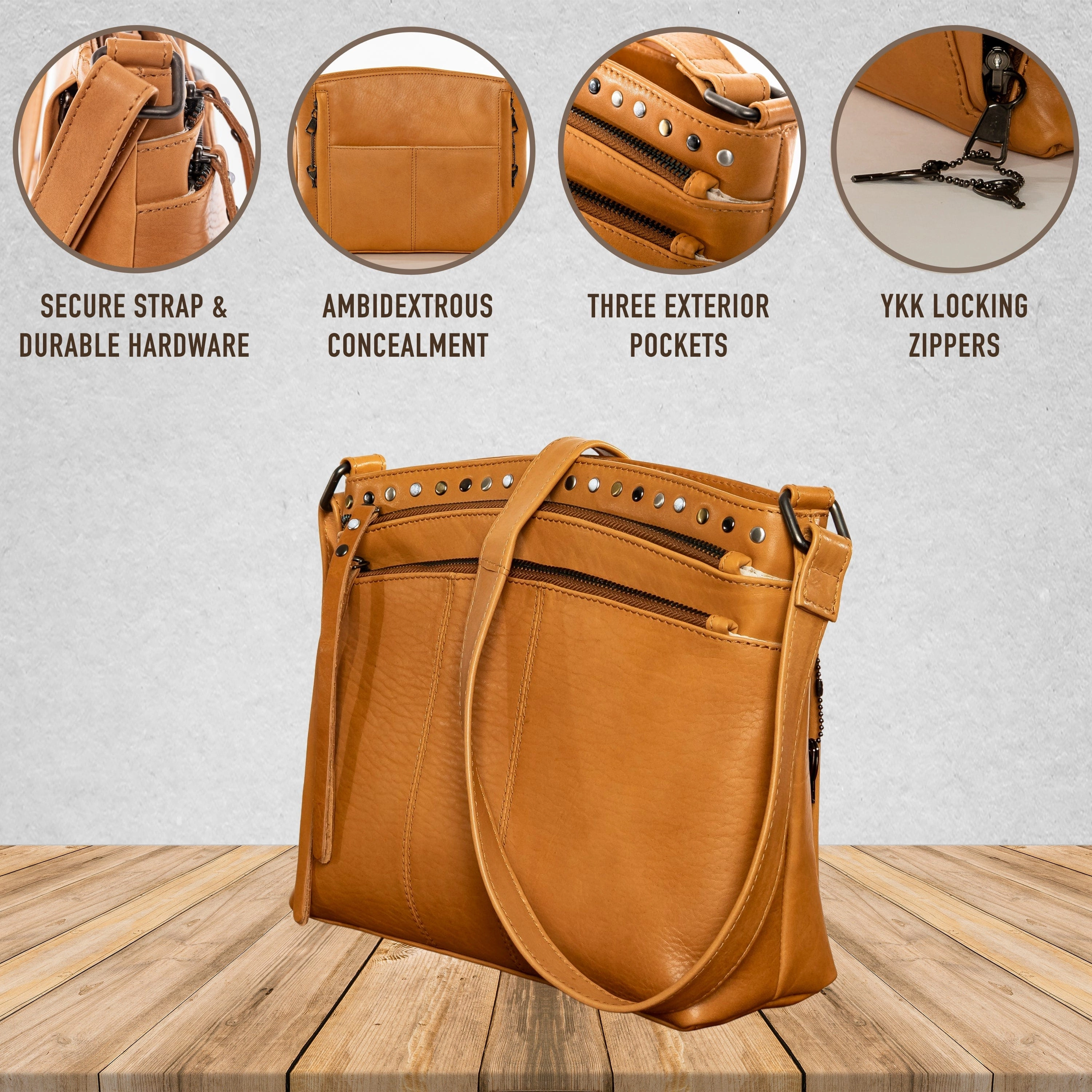 Concealed Carry Brynn Arched Leather Crossbody by Lady Conceal