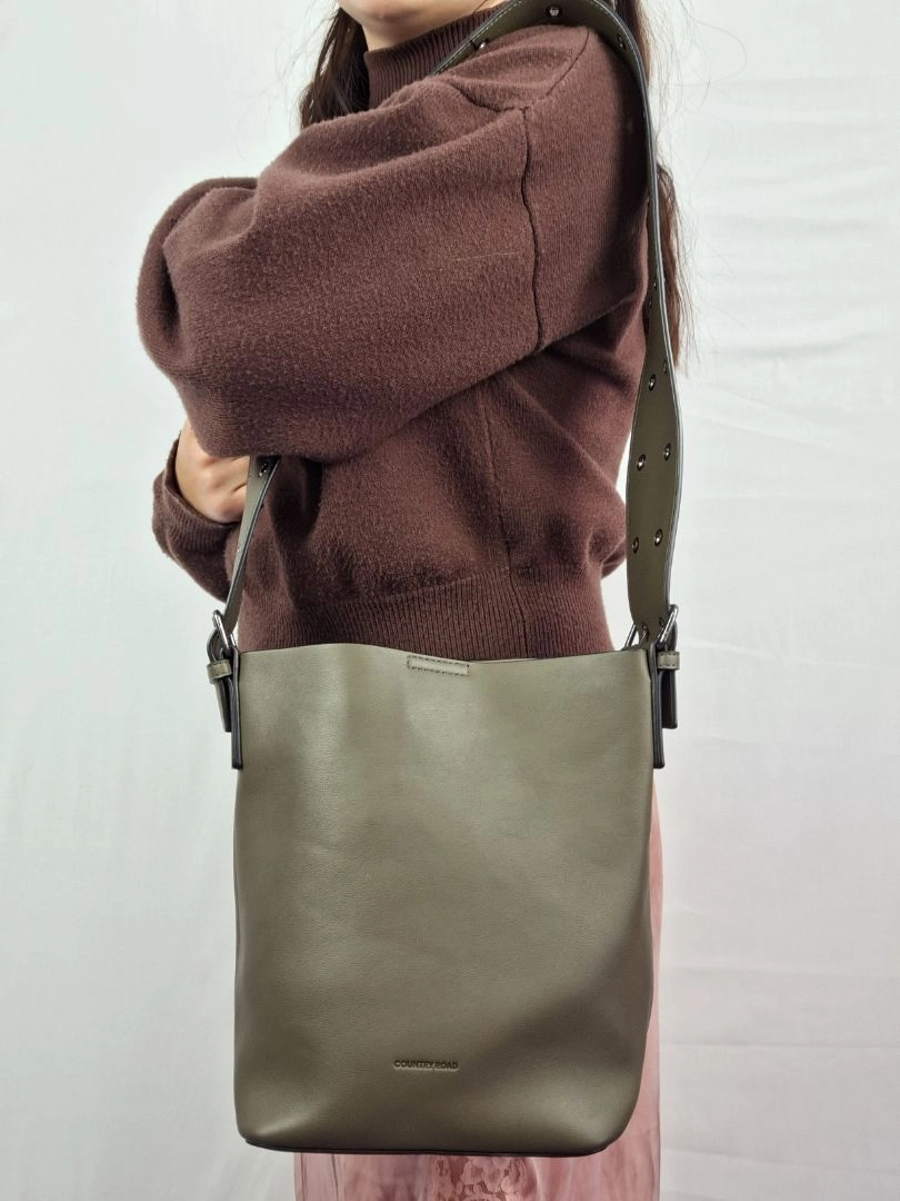 Country Road Khaki Eyelet Detail Small Tote Bag