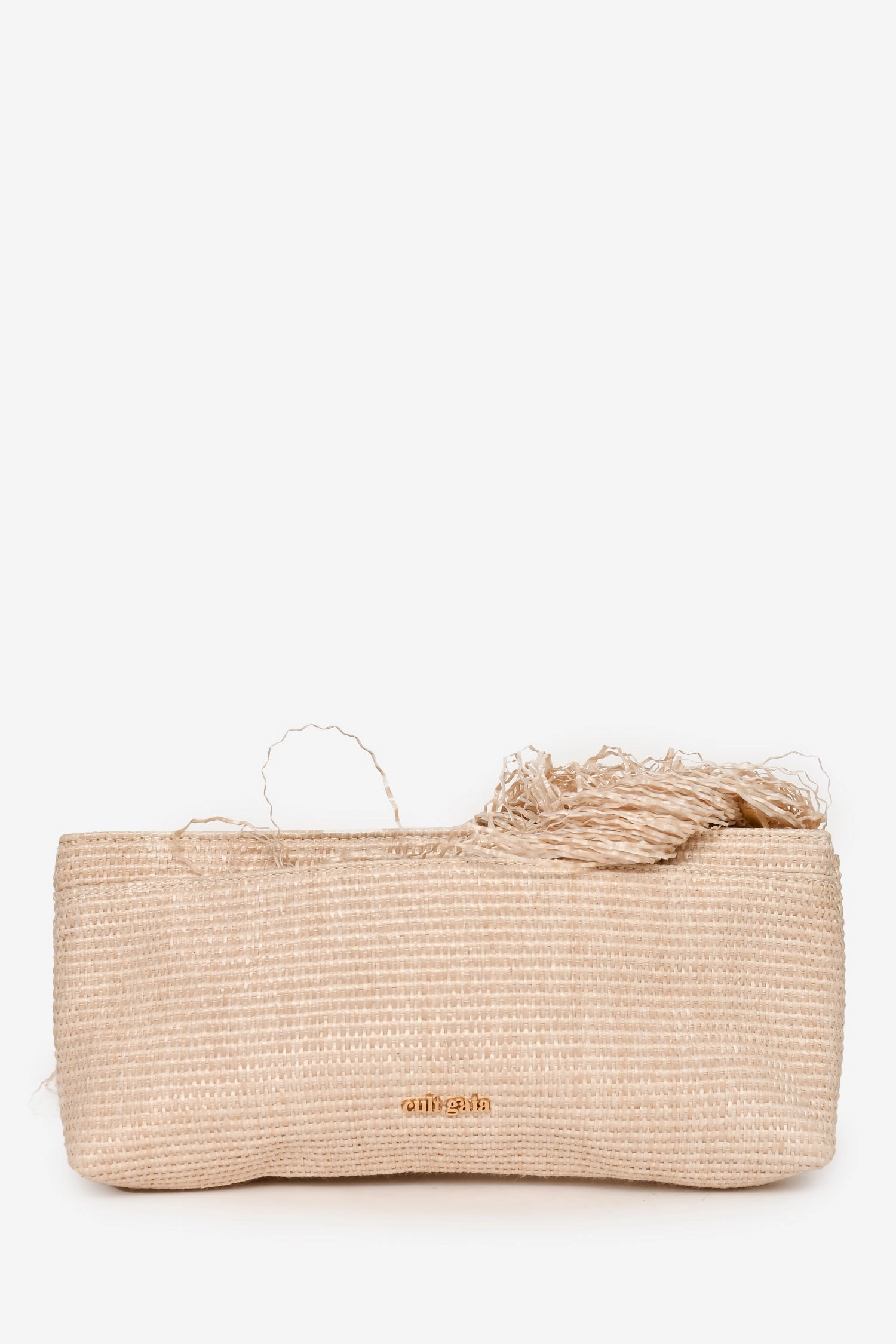 Cult Gaia Raffia Bow Fringe Clutch