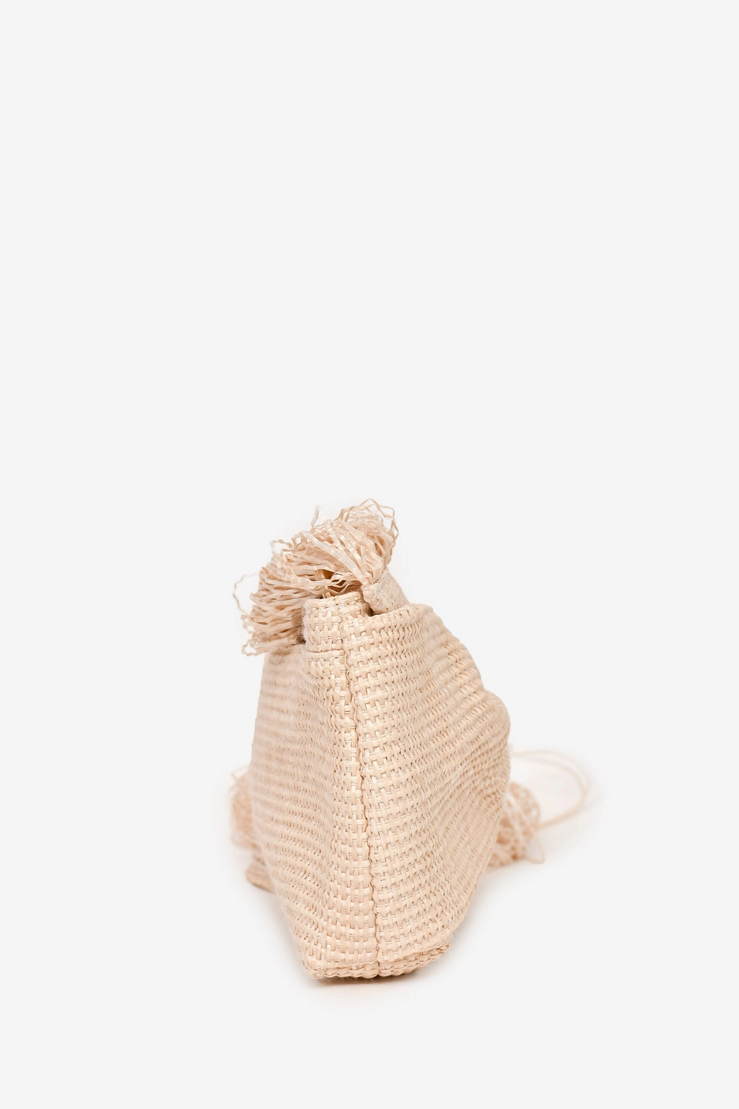 Cult Gaia Raffia Bow Fringe Clutch