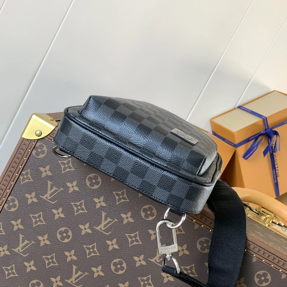 Damier Graphite Canvas Avenue Slingbag Leather Crossbody Bag for Men