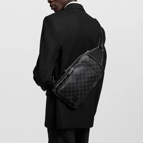 Damier Graphite Canvas Avenue Slingbag Leather Crossbody Bag for Men