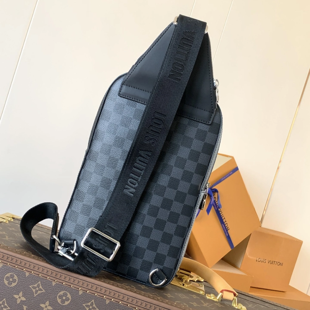 Damier Graphite Canvas Avenue Slingbag Leather Crossbody Bag for Men