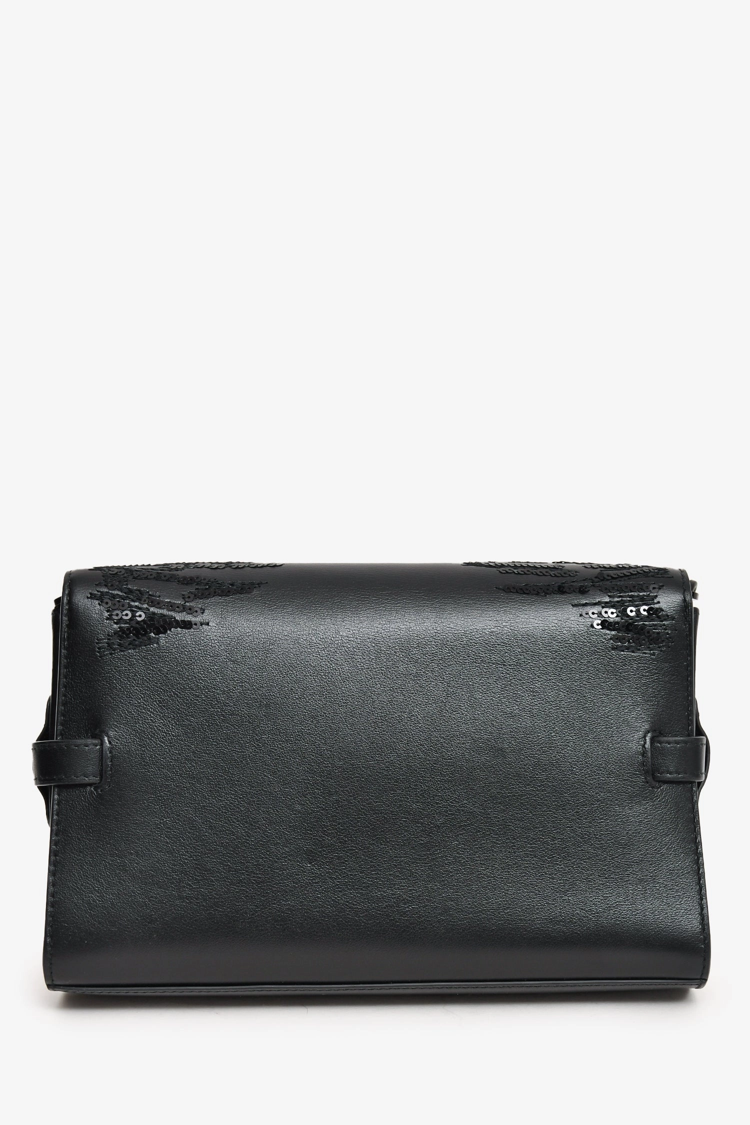 Delvaux Black Leather Sequin Embellished Tempete Wallet On Chain
