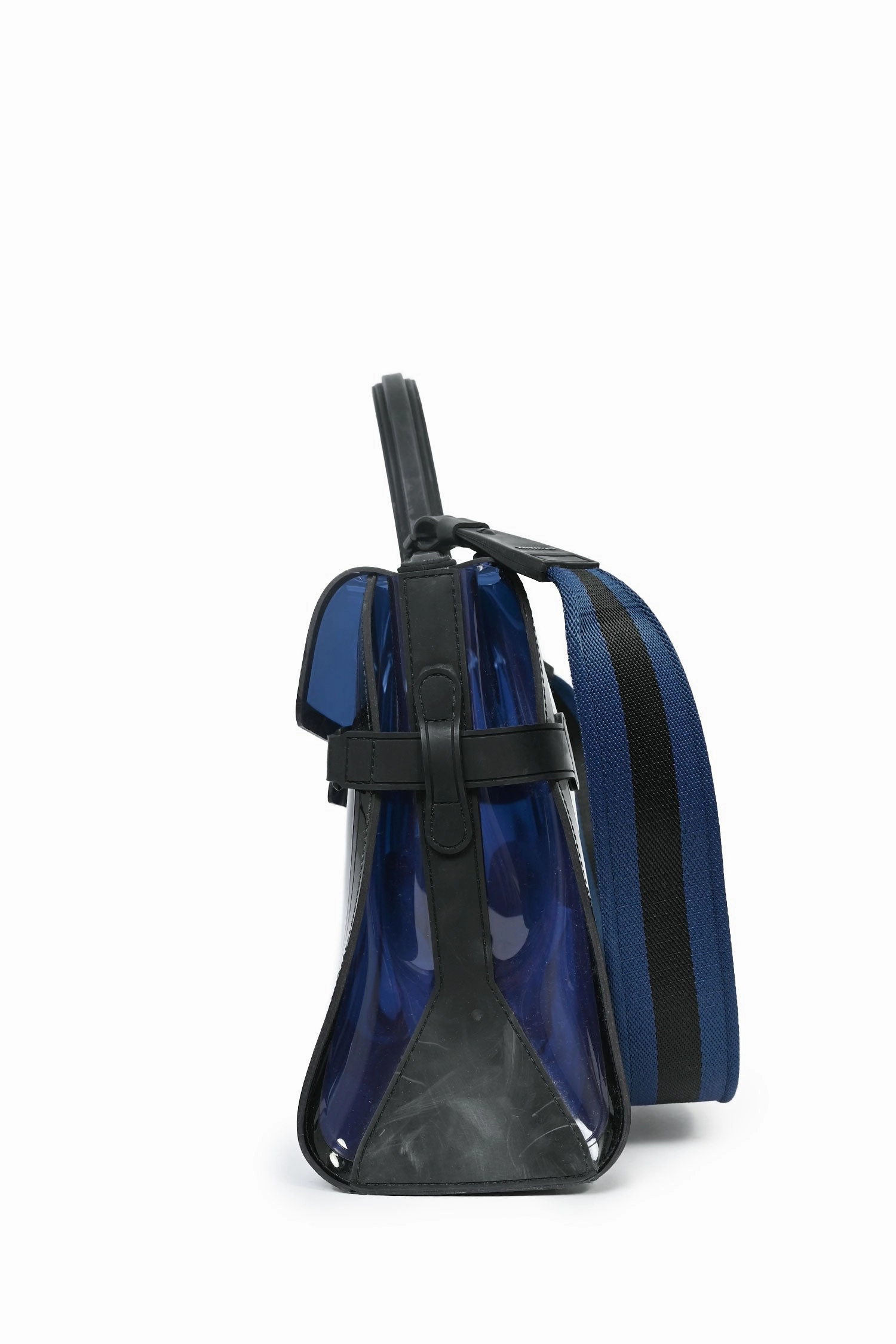 Delvaux Blue/Black PVC 'Tempete' GM Top Handle Bag
