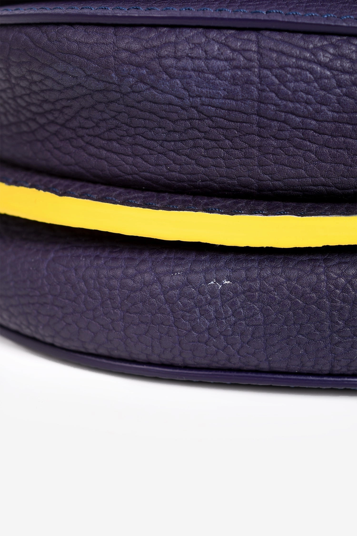 Delvaux Purple/Yellow Leather 'Le Mutin' Mini Saddle Crossbody Bag