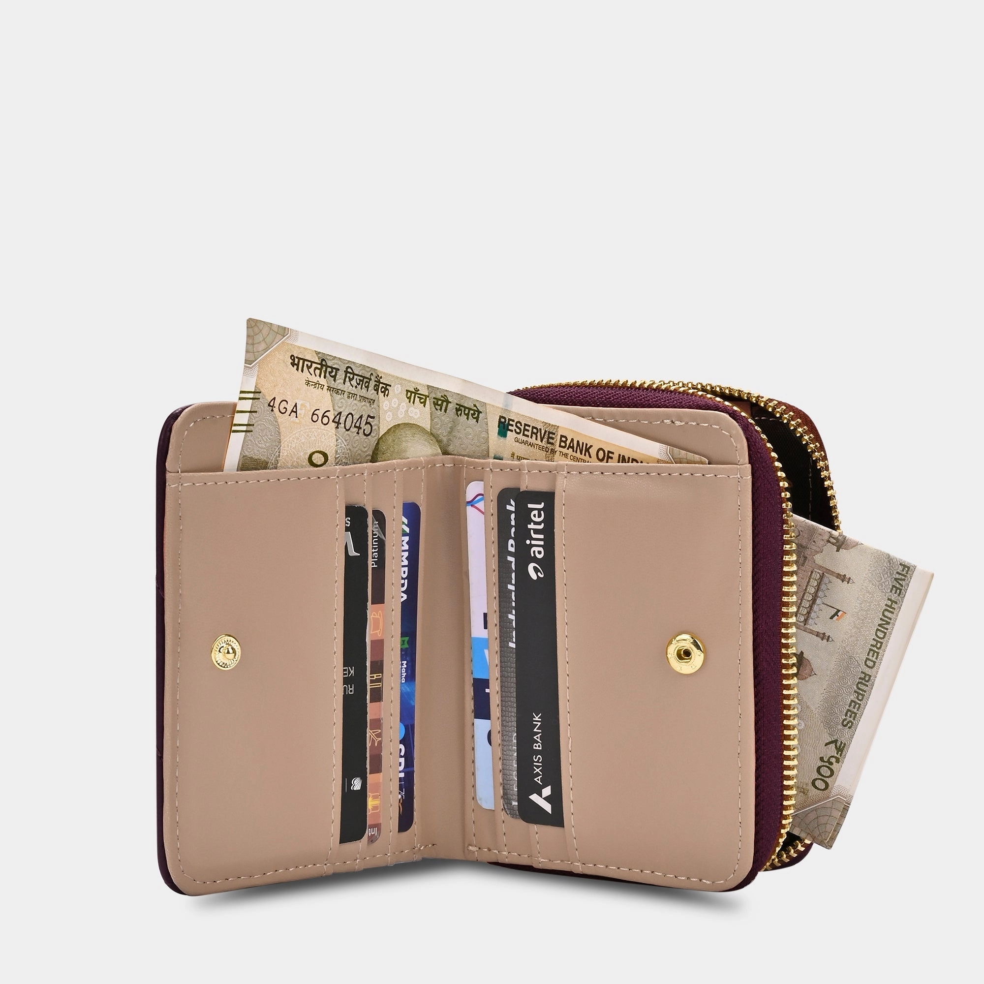Diagonal Flap25 Small Zip Wallet