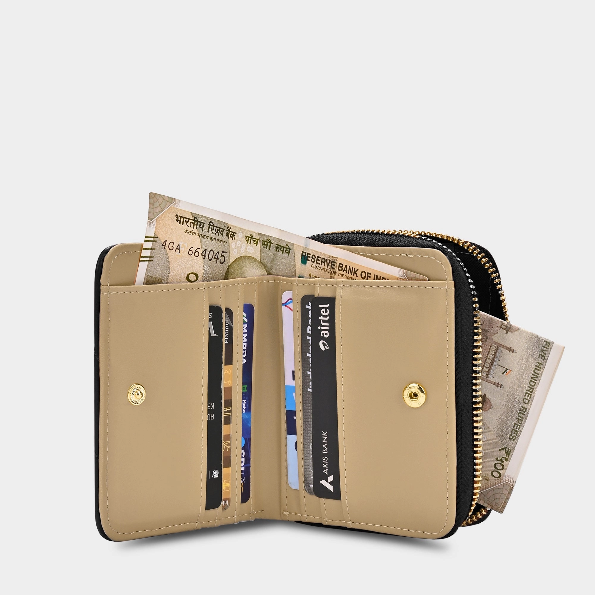 Diagonal Flap25 Small Zip Wallet