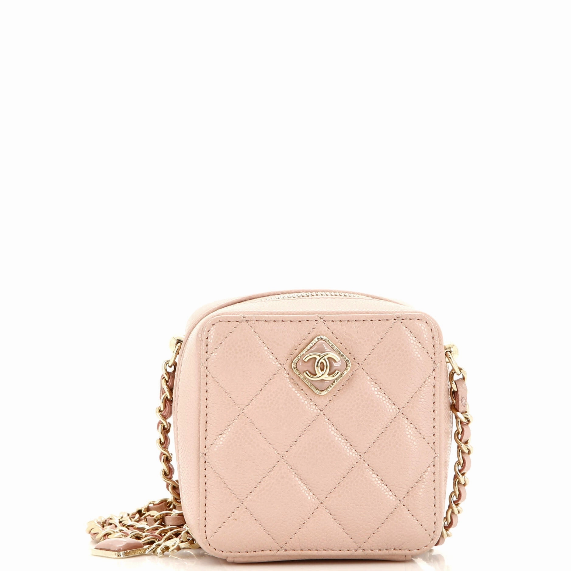 Diamond CC Zip Crossbody Quilted Caviar Mini