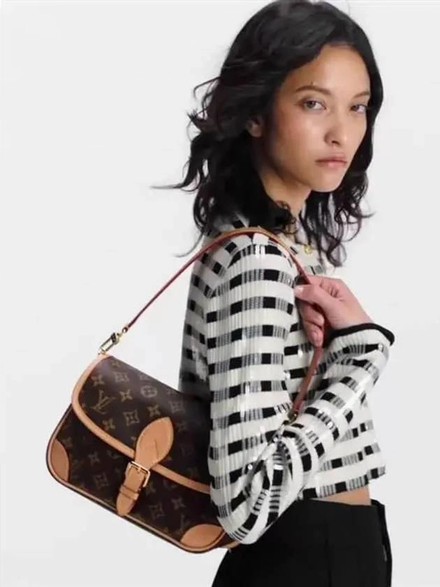 Diane Monogram Shoulder Bag Brown