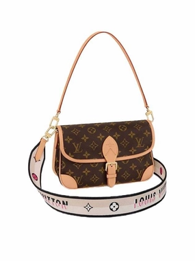 Diane Monogram Shoulder Bag Brown