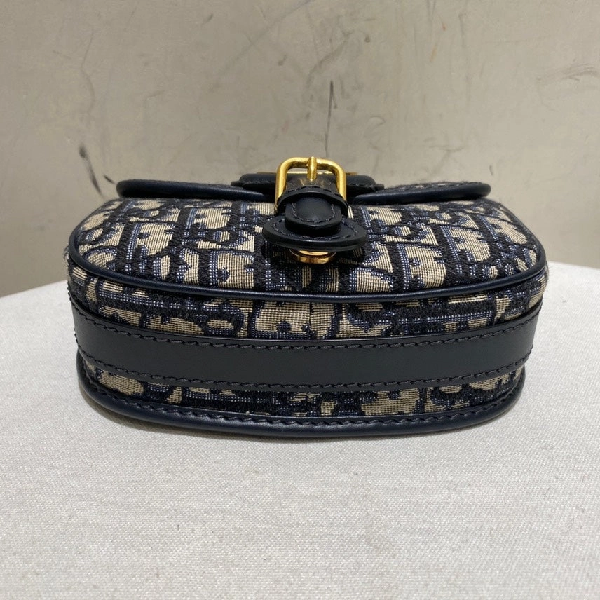 Dior Bobby Navy Monogram Canvas Crossbody Bag Medium