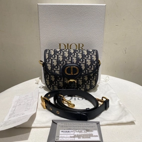 Dior Bobby Navy Monogram Canvas Crossbody Bag Medium