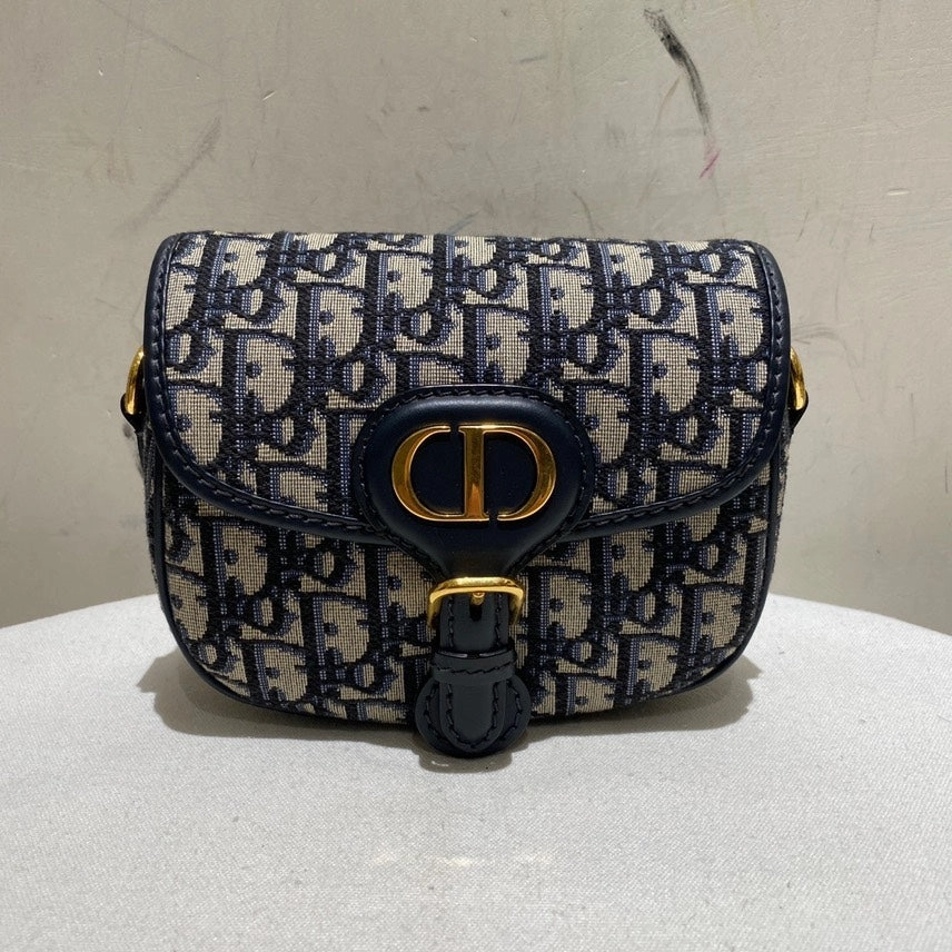 Dior Bobby Navy Monogram Canvas Crossbody Bag Medium