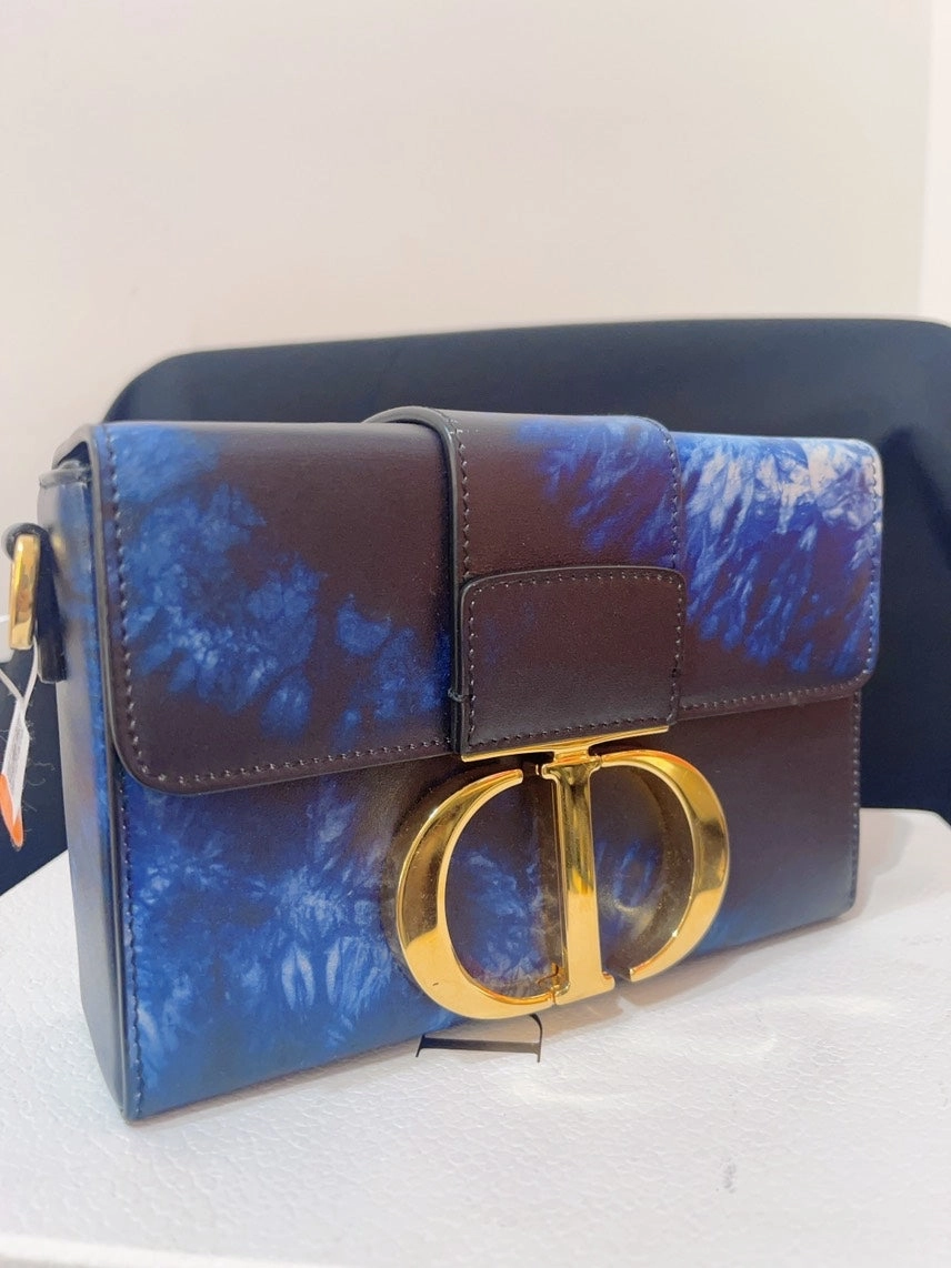 Dior Box Mini Tie-Dye Blue Leather Crossbody Bag
