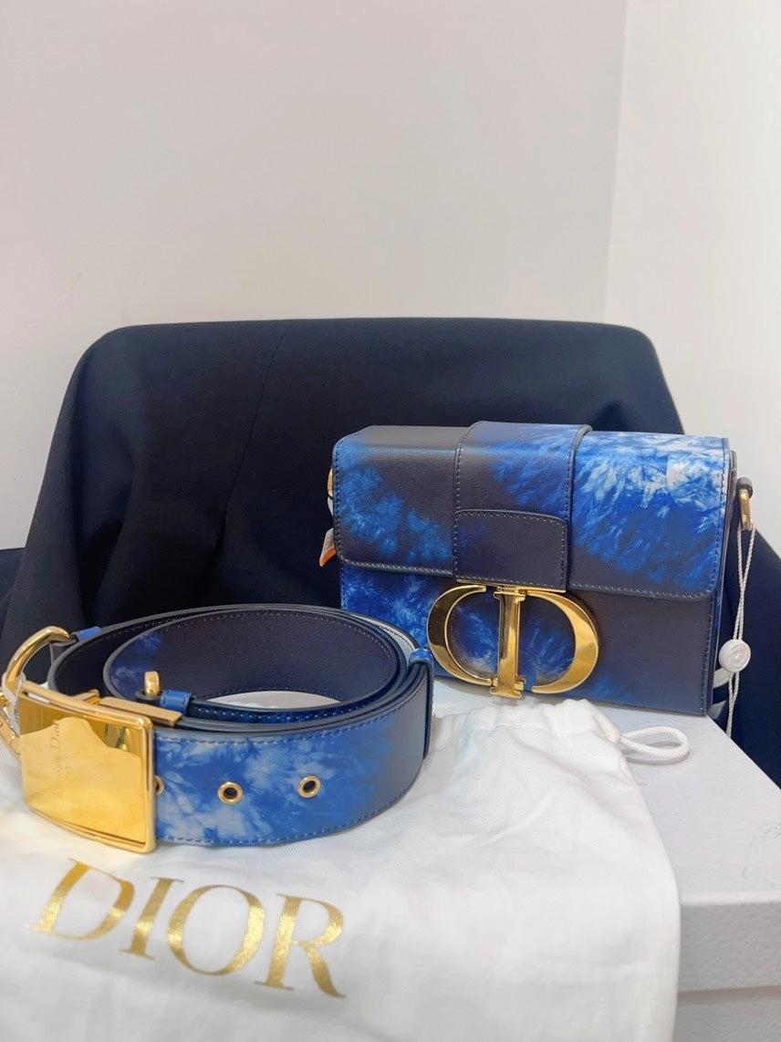 Dior Box Mini Tie-Dye Blue Leather Crossbody Bag