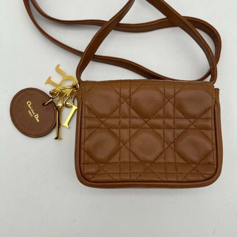Dior Brown Leather Quilted Crossbody Bag Medium
