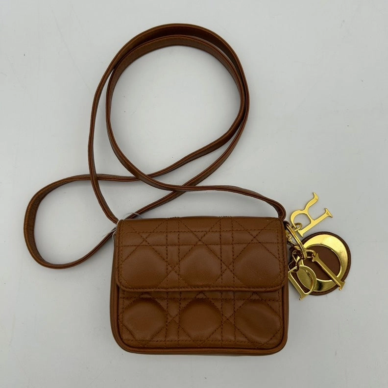 Dior Brown Leather Quilted Crossbody Bag Medium