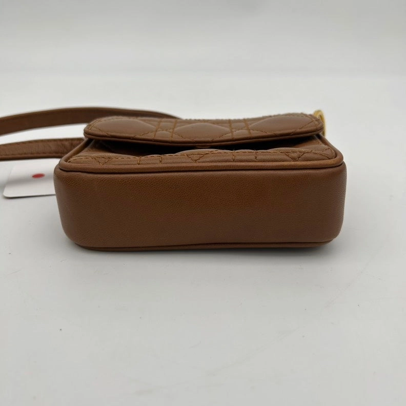 Dior Brown Leather Quilted Crossbody Bag Medium