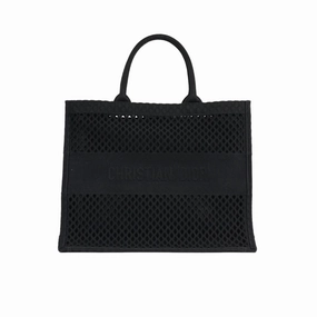 Dior Large Book Tote - Black Mesh