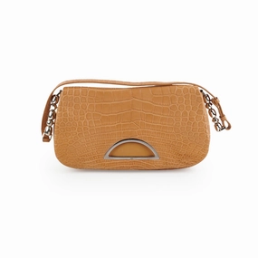 Dior Malice Croc Embossed Tan Shoulder Bag