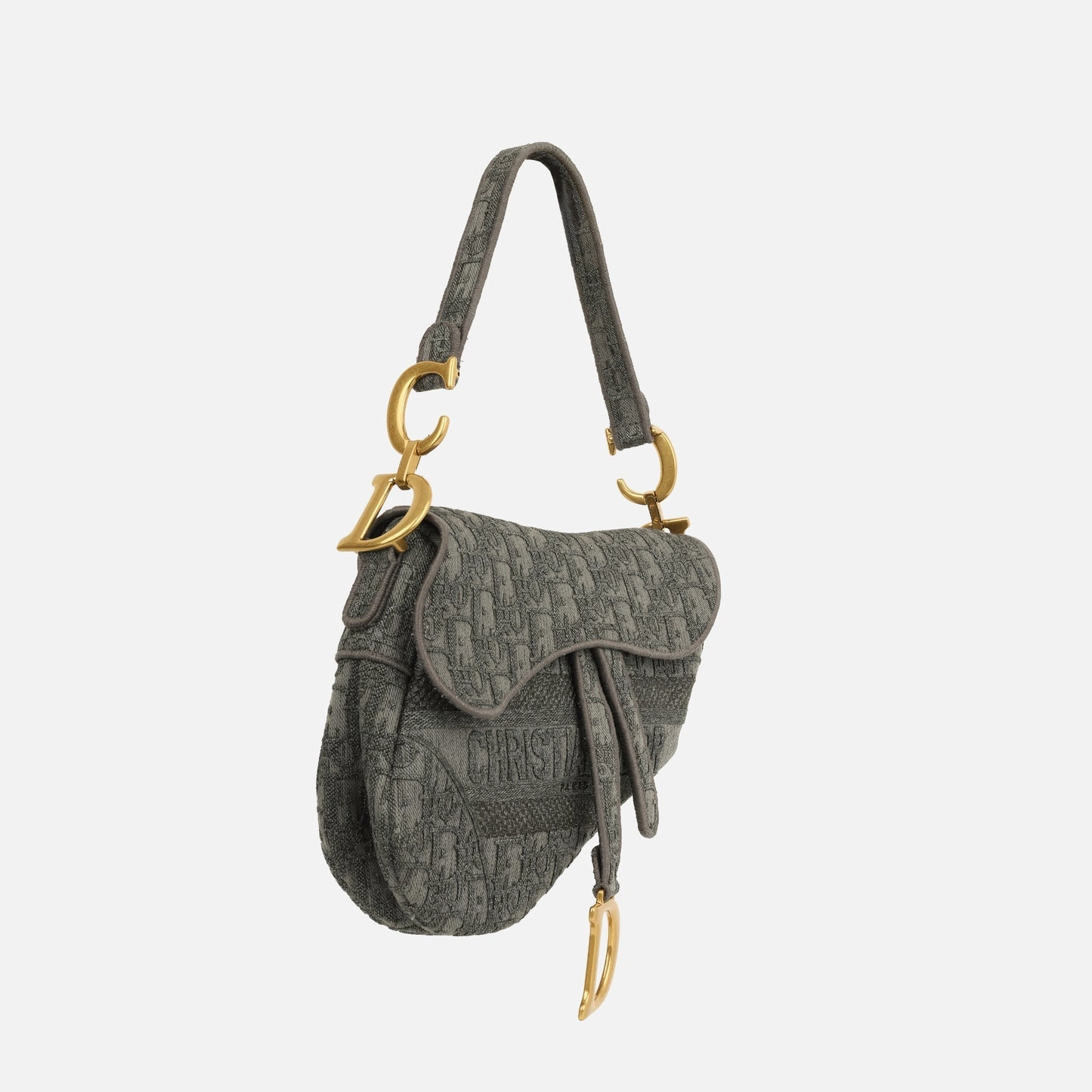 Dior Medium Saddle Bag Grey Oblique Canvas GHW