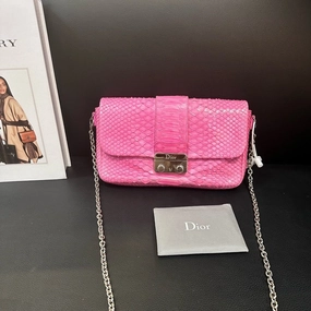 Dior Miss Dior Pink Snakeskin Chain Crossbody Bag