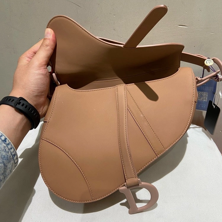 Dior Saddle Bag Beige Leather Crossbody Medium