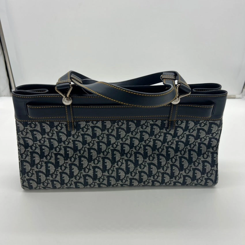 Dior Vintage A8028 Navy Canvas Shoulder Bag