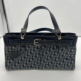 Dior Vintage A8028 Navy Canvas Shoulder Bag