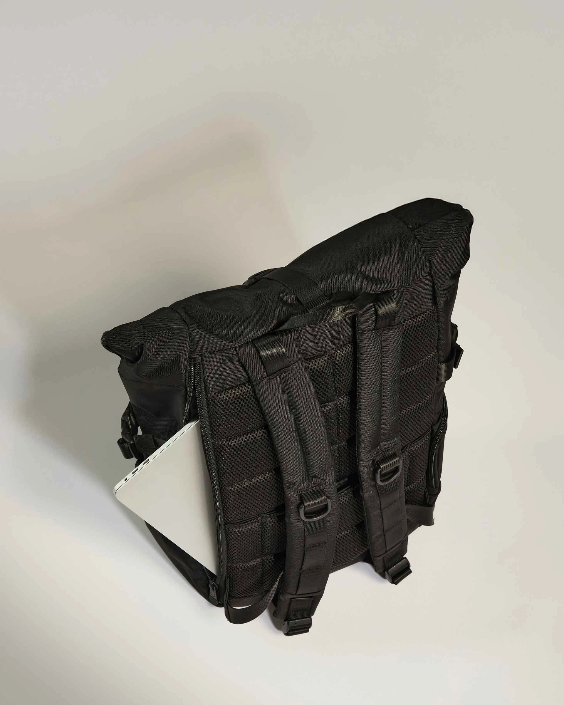 Discovery Roll Top Backpack in Carbon Black