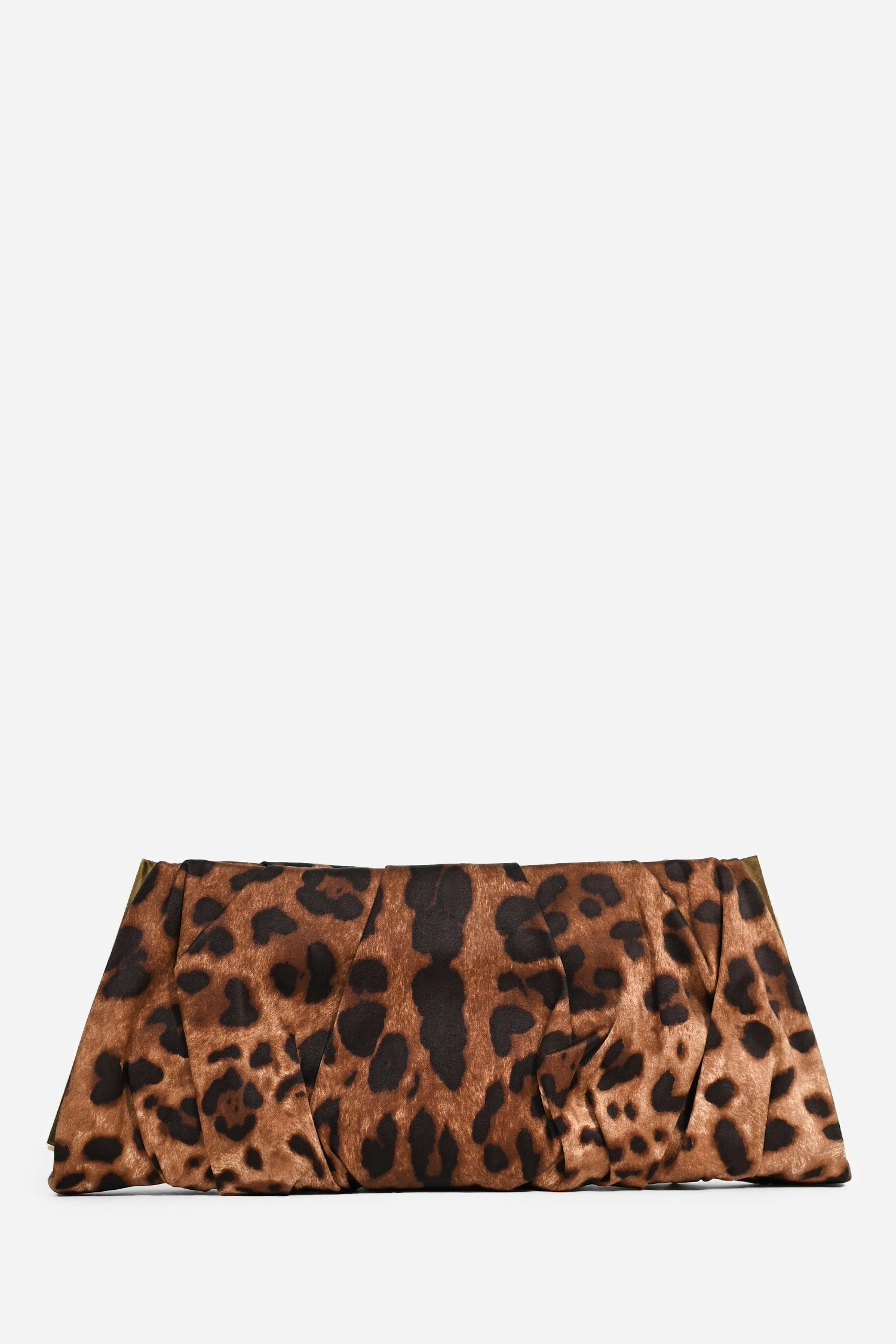 Dolce & Gabbana Brown Leopard Printed Silk Clutch