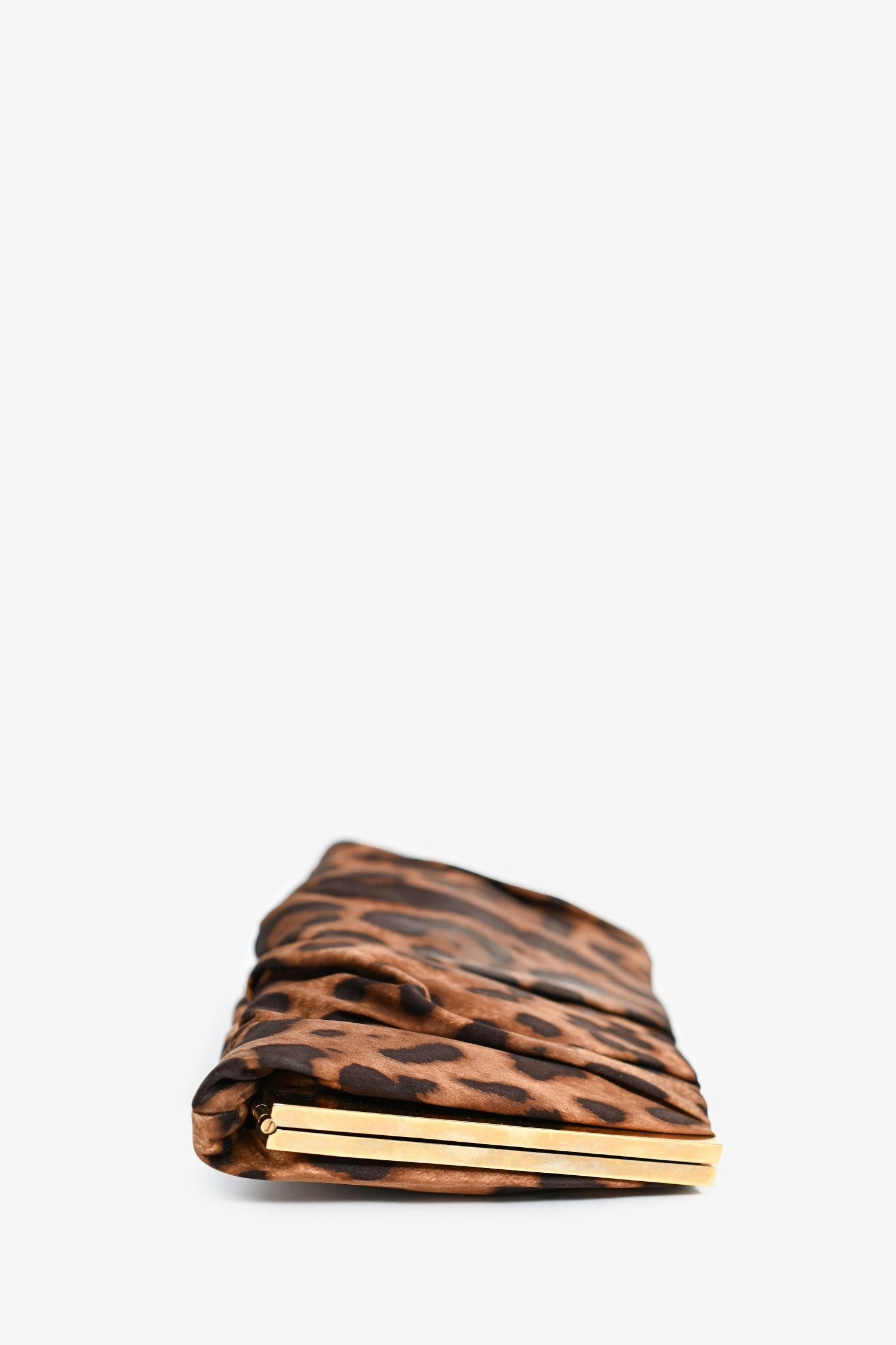 Dolce & Gabbana Brown Leopard Printed Silk Clutch