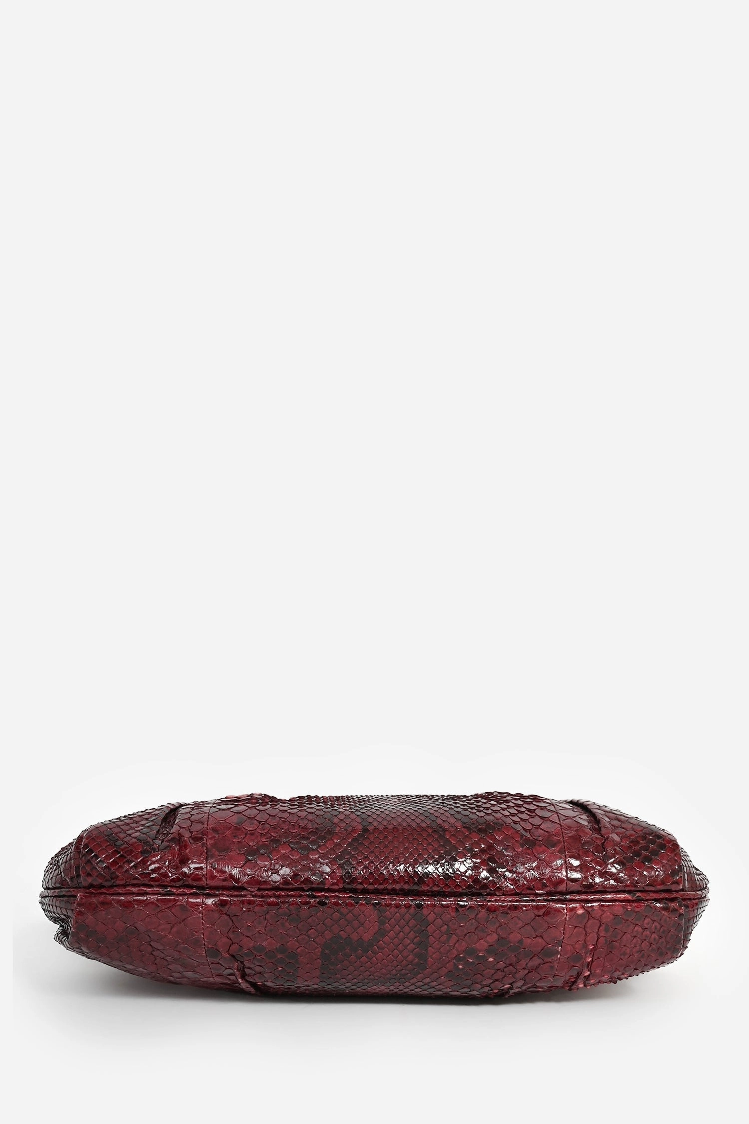 Dolce & Gabbana Burgundy Python Crystal Closure Clutch with Chain