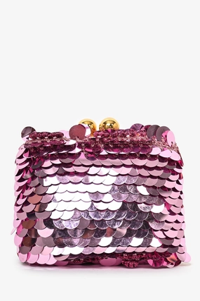 Dolce & Gabbana Pink Sequin Clutch with Gold Chain