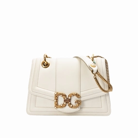 Dolce & Gabbana White Leather Amore Bag