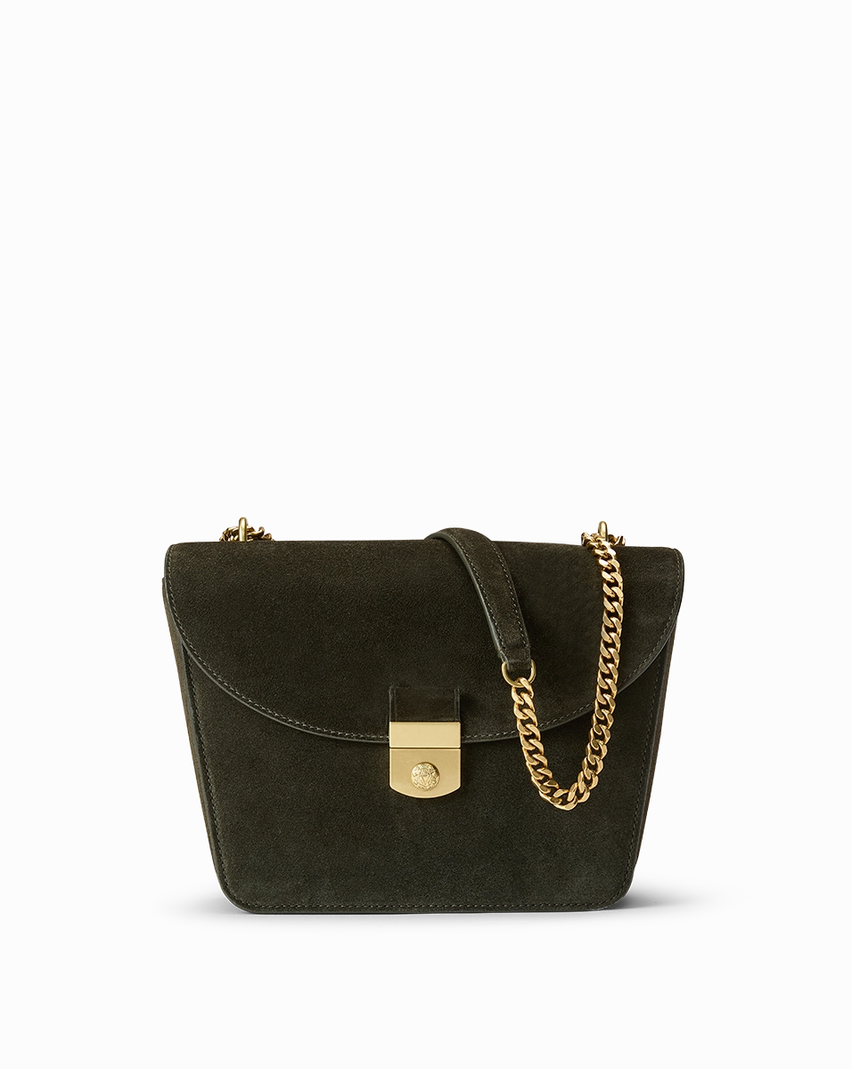 Double Link Suede Flap Bag