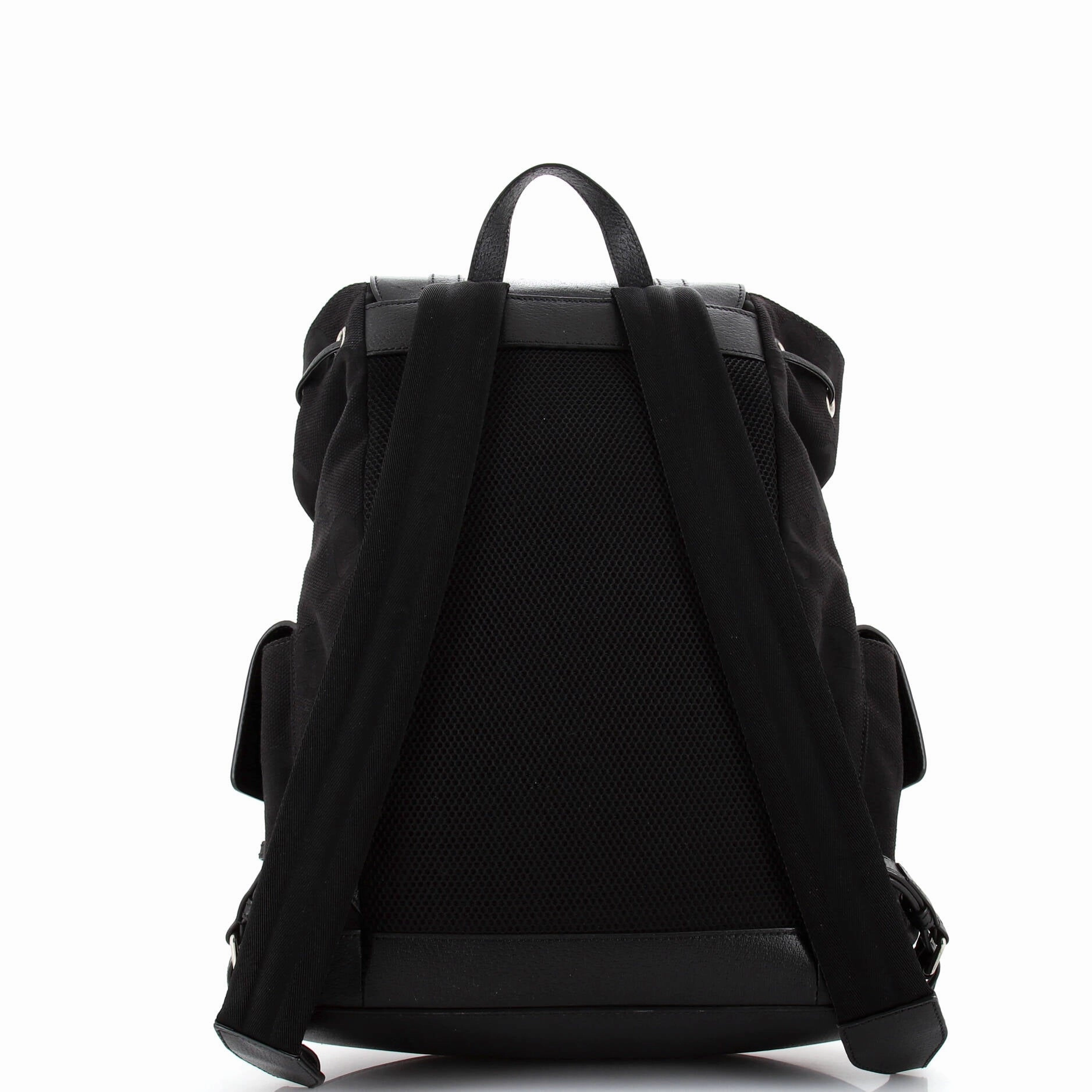 Double Pocket Belt Backpack Jumbo GG Canvas and Leather Large