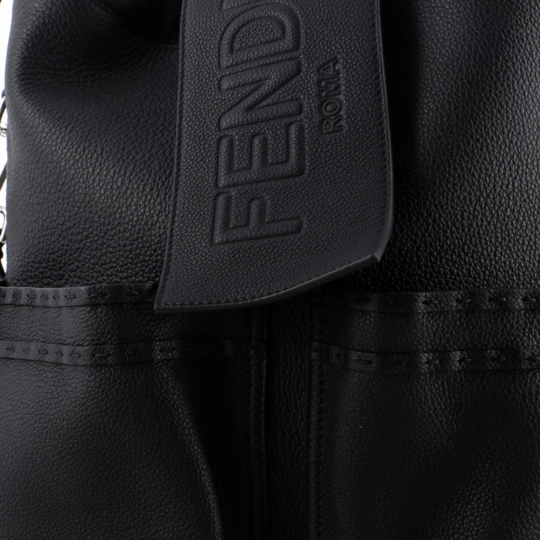 Double Pocket Drawstring Backpack Leather